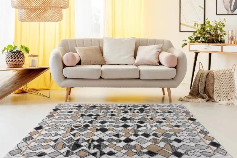 Dywany Łuszczów Kusový koberec Cooper Sisal Diamonds 22217 ecru/black – na von aj na doma - 160x220 cm