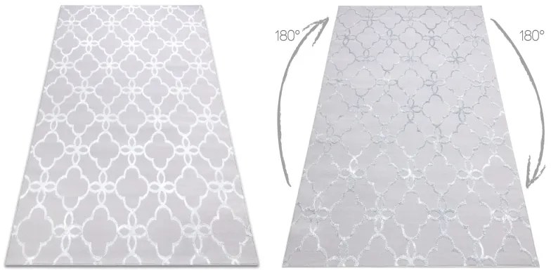 Moderný MEFE koberec 8504  Ďatelina, sivo / biely