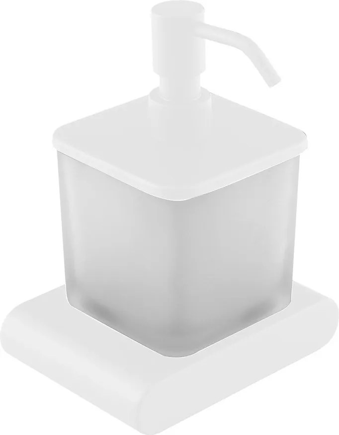 Biely nástenný sklenený dávkovač mydla 300 ml Flori – Sapho