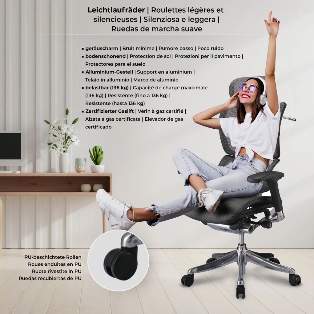 Kancelárska stolička Norfolk Ergonomic - Sivá