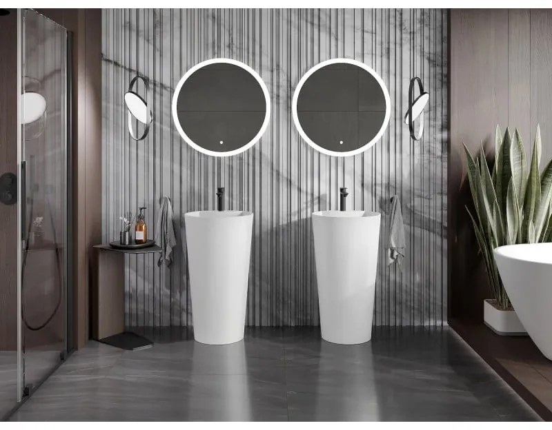 Mexen, Mexen Onyx-02 umywalka wolnostojąca z konglomeratu 45 x 45 cm, biała mat - 26544500