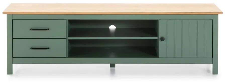 Zelený/v prírodnej farbe TV stolík z borovicového dreva 158x47 cm Miranda – Marckeric