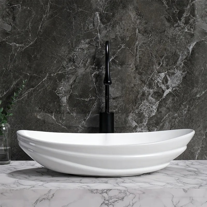 BPS-koupelny Keramické umývadlo na dosku HYD-LI-WH-LN-625 62x36 cm, biele lesk