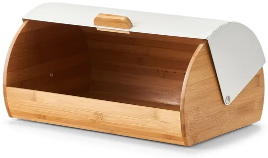 Zeller Present Chlebník veľký, bambusový s odklápacím vekom - biely kov
