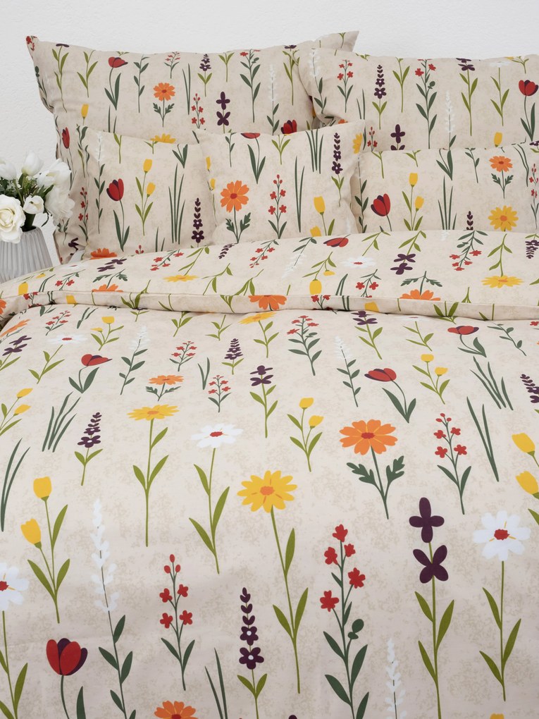 Bavlnené obliečky Renforcé - Rozkvitnutá lúka prírodná
