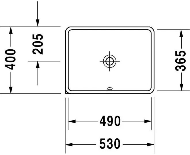 DURAVIT Starck 3 zápustné umývadlo bez otvoru, s prepadom, 490 mm x 365 mm, 0305490000