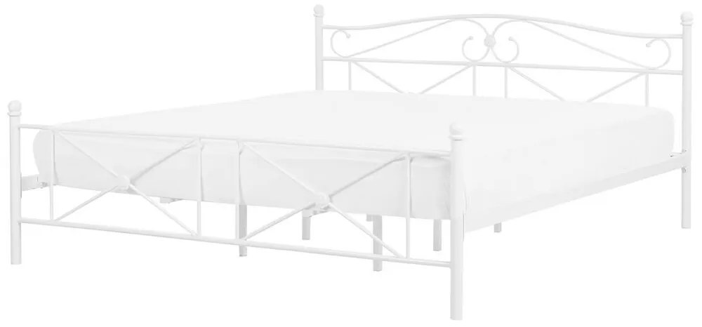 Biela kovová posteľ s rámom 180 x 200 cm  RODEZ Beliani