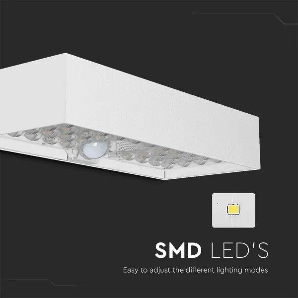 LED Solárne nástenné svietidlo so senzorom LED/6W/3,7V IP65 4000K 3000 mAh biela