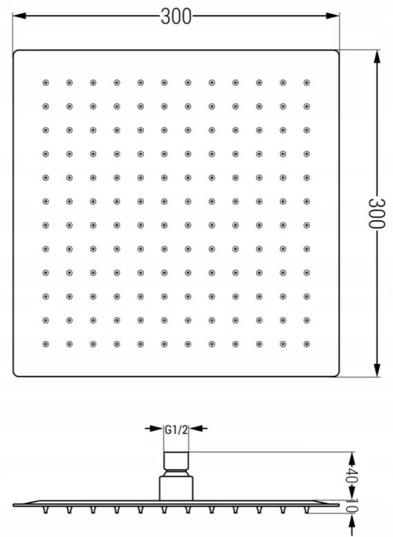 Mexen Cube DR02 podomietkový sprchový set s dažďovou sprchou 30x30 cm (6v1), čierna, 77502DR0230-70