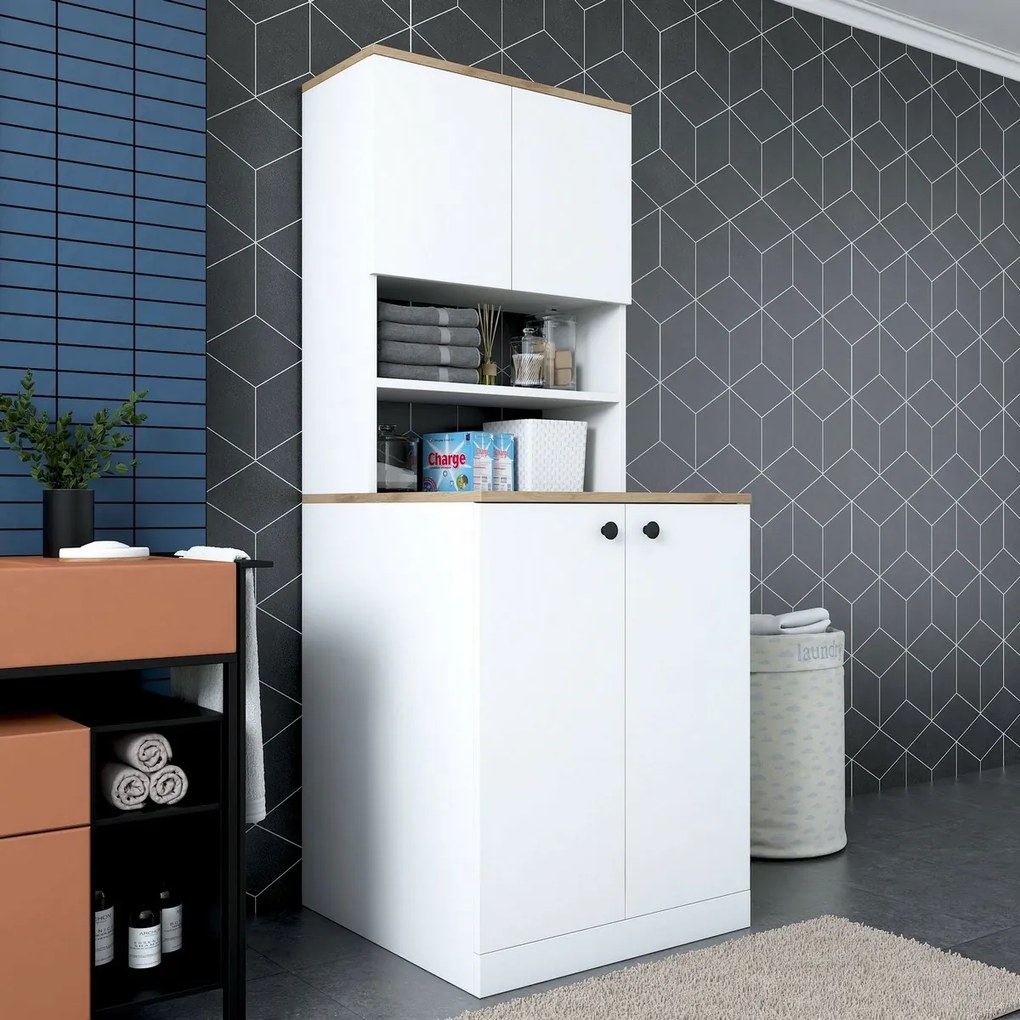 Skriňa nad práčkou Kira White a Walnut