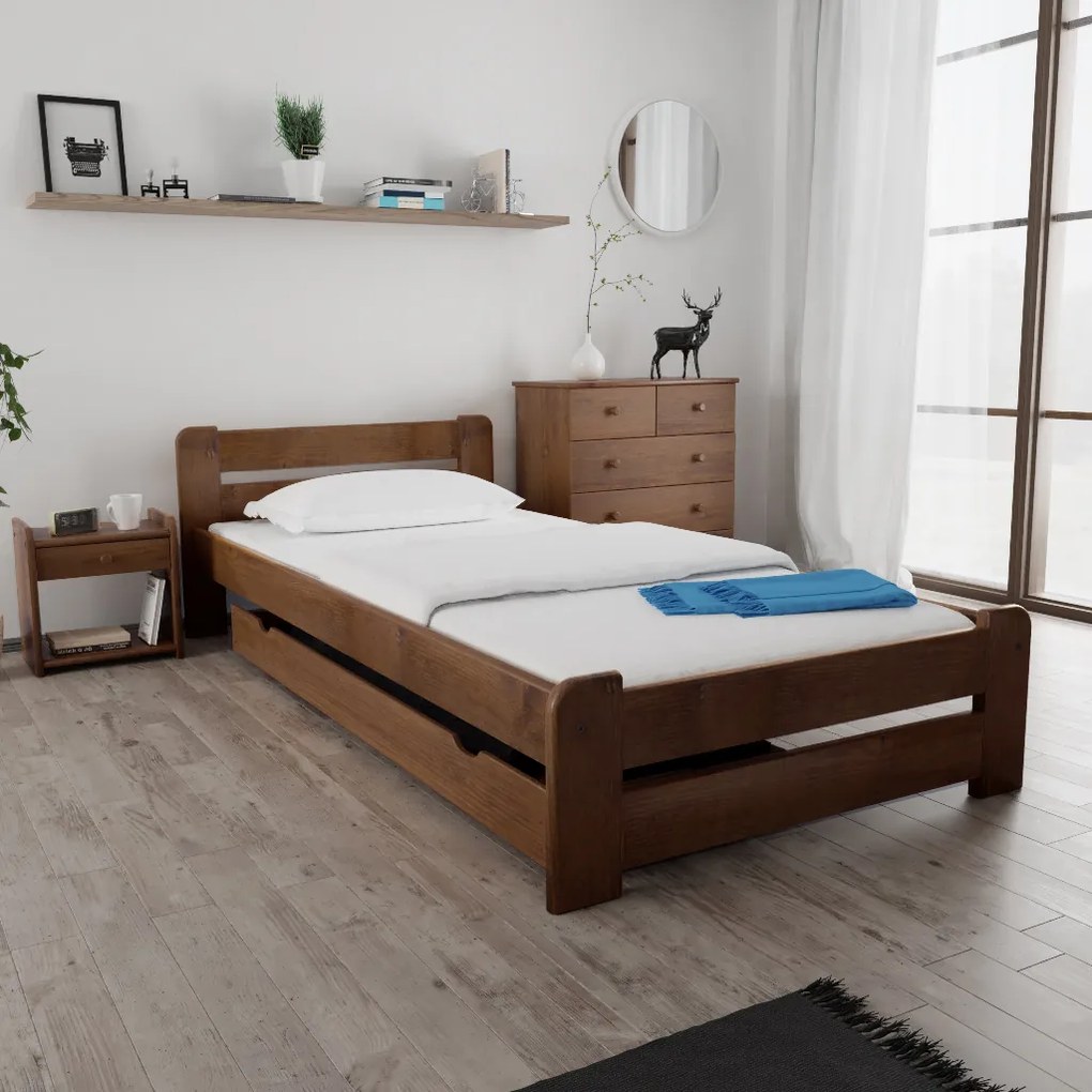 Posteľ Laura 80 x 200 cm, dub Rošt: S lamelovým roštom, Matrac: Matrac Somnia 18 cm