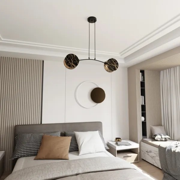 Luster na lanku MOTIF 2xE27/15W/230V čierna/zlatá