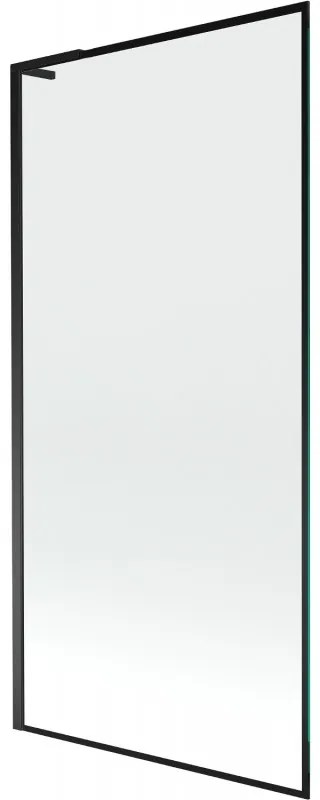 Mexen Next L, 1-krídlová vaňová zástena 90 x 150 cm, 6mm číre sklo-čierny vzor, čierny profil, 895-090-000-03-70-70
