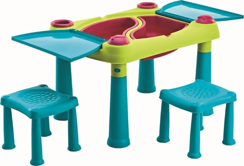 Keter Creative Play Table s dvoma stoličkami tyrkysový / zelený