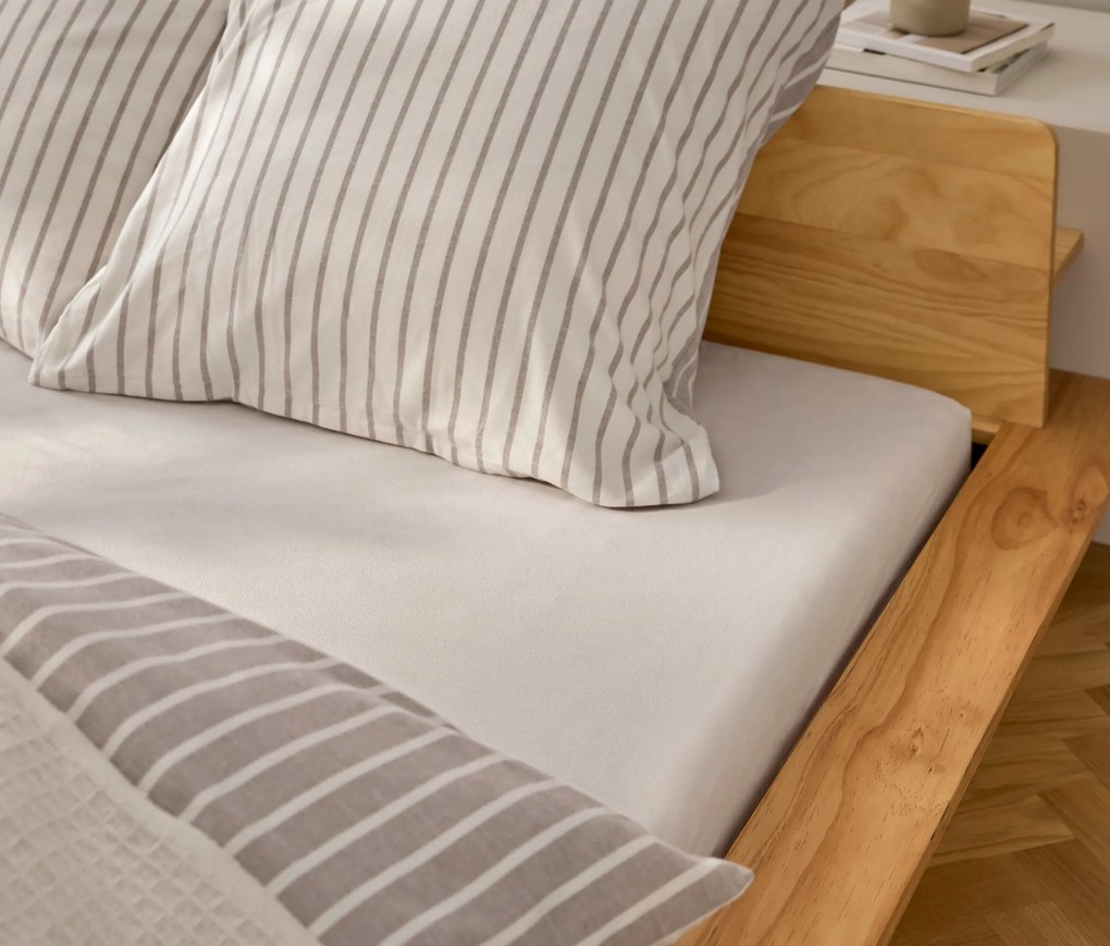 Napínacie prestieradlo z biber bavlny, nadmerná veľkosť, sivobéžové