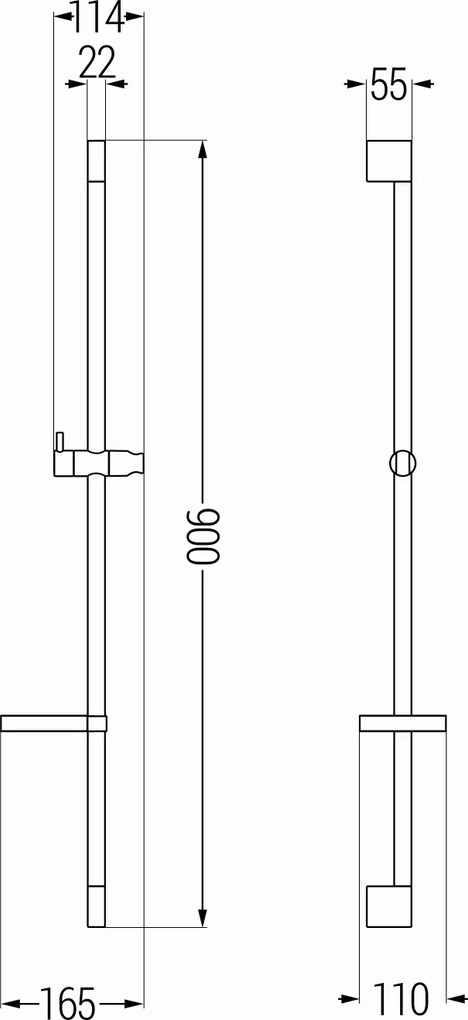 Sprchová kovová tyč s držiakom na ručnú sprchu a mydlo MEXEN DS - 90 cm - čierna matná, 79383-70