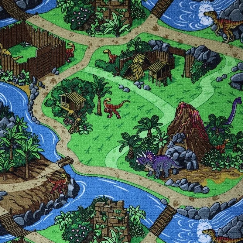Vopi, Detský metrážny koberec Dino - neúčtujeme odrezky z role, na mieru, šíře 1,33m,1m,2m,3m,4m,na mieru, neúčtujeme odrezky, viacfarebná, filc, detská izba