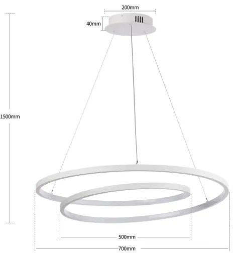 Brilagi-LED Stlmiteľný luster na lankách TWISTER LED/75W/230V pr. 70 cm biela + diaľkový ovládač