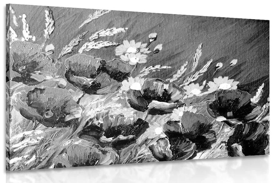 Obraz maľované poľné maky v čiernobielom prevedení Varianta: 60x40