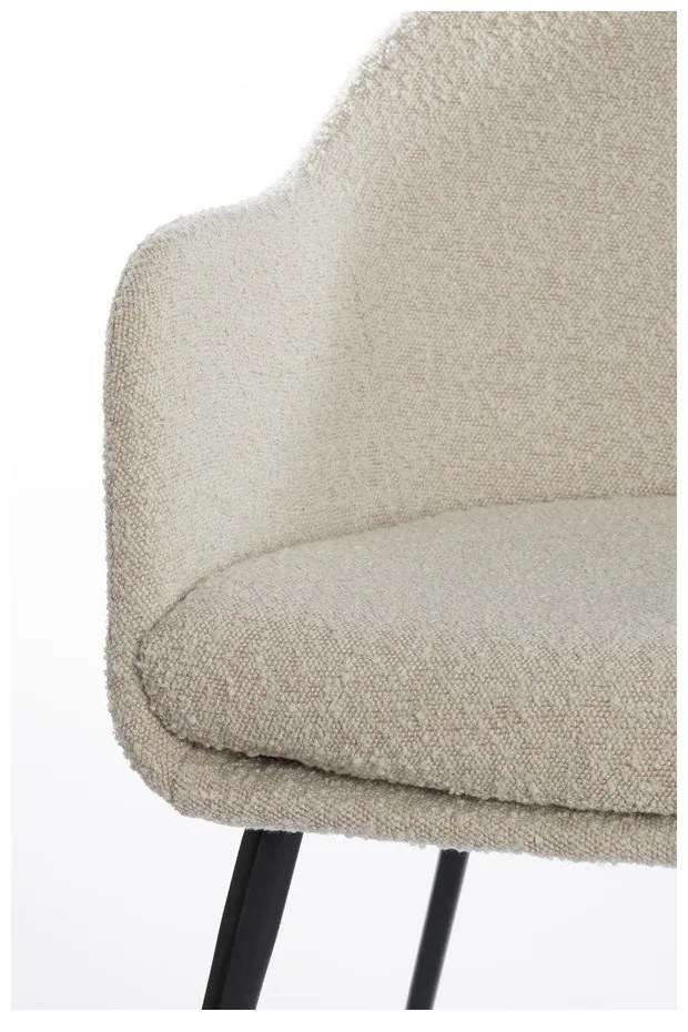 Krémovobiele čalúnené jedálenské kreslo s podrúčkami Leone – Light &amp; Living