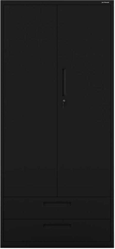 Modulárna kovová multifunkčná skriňa s dvoma zásuvkami čierna MEGAN 1950 x 900 x 400 mm