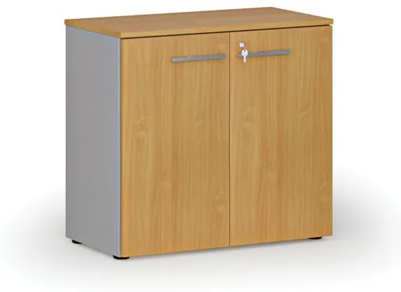 Kancelárska skriňa s dverami PRIMO GRAY, 740 x 800 x 420 mm, sivá/buk
