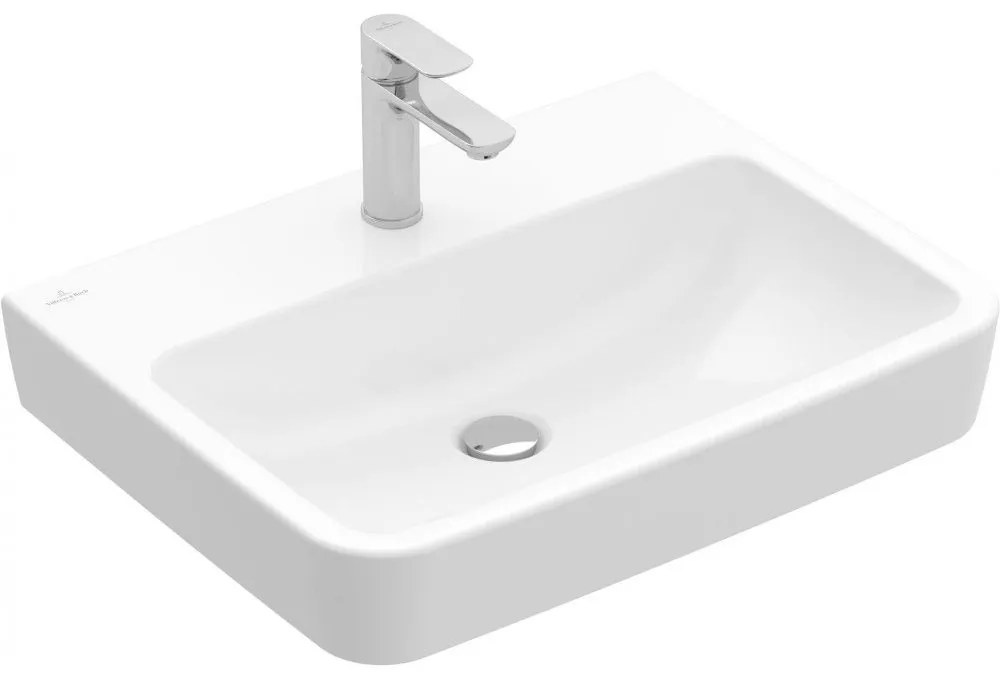 VILLEROY & BOCH O.novo závesné umývadlo s otvorom, bez prepadu, 550 x 460 mm, biela alpská, s povrchom CeramicPlus, 4A4156R1