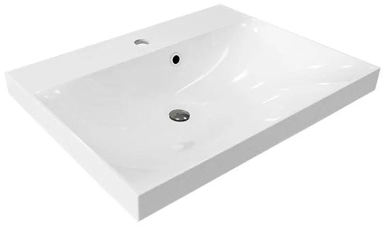Mereo, Mailo, kúpeľňová skrinka s umývadlom z liateho mramoru 61x48x75 cm, biela, MER-CN510M