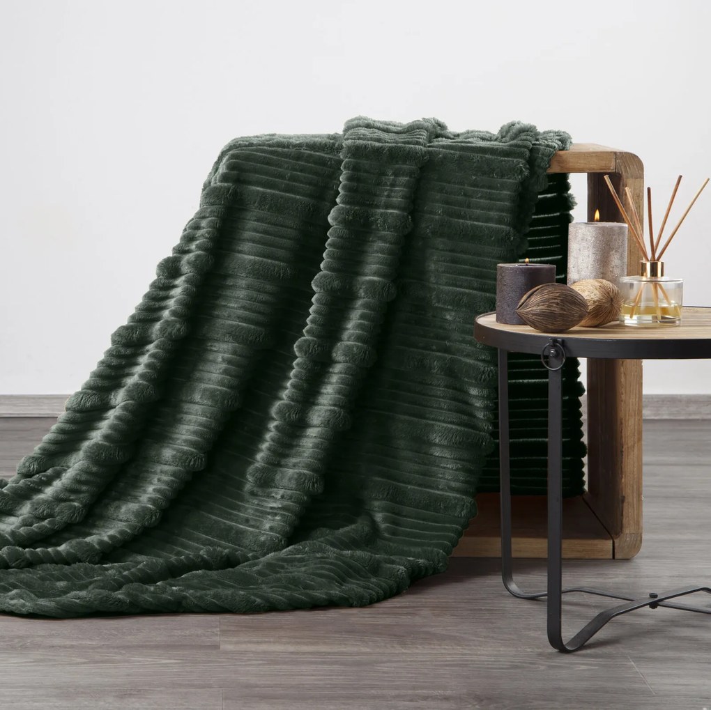 FLANELOVÁ DEKA NINA 200X220 CM TMAVOZELENÁ