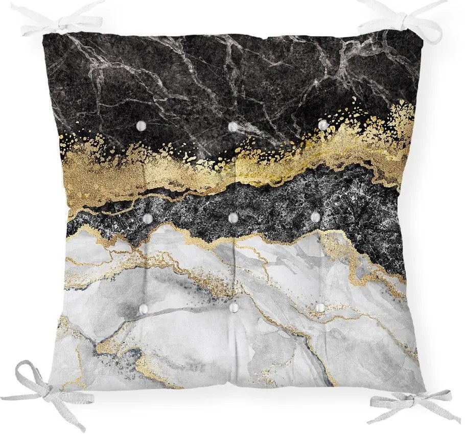 Sedák na stoličku Minimalist Cushion Covers Black Gold Marble, 40 x 40 cm