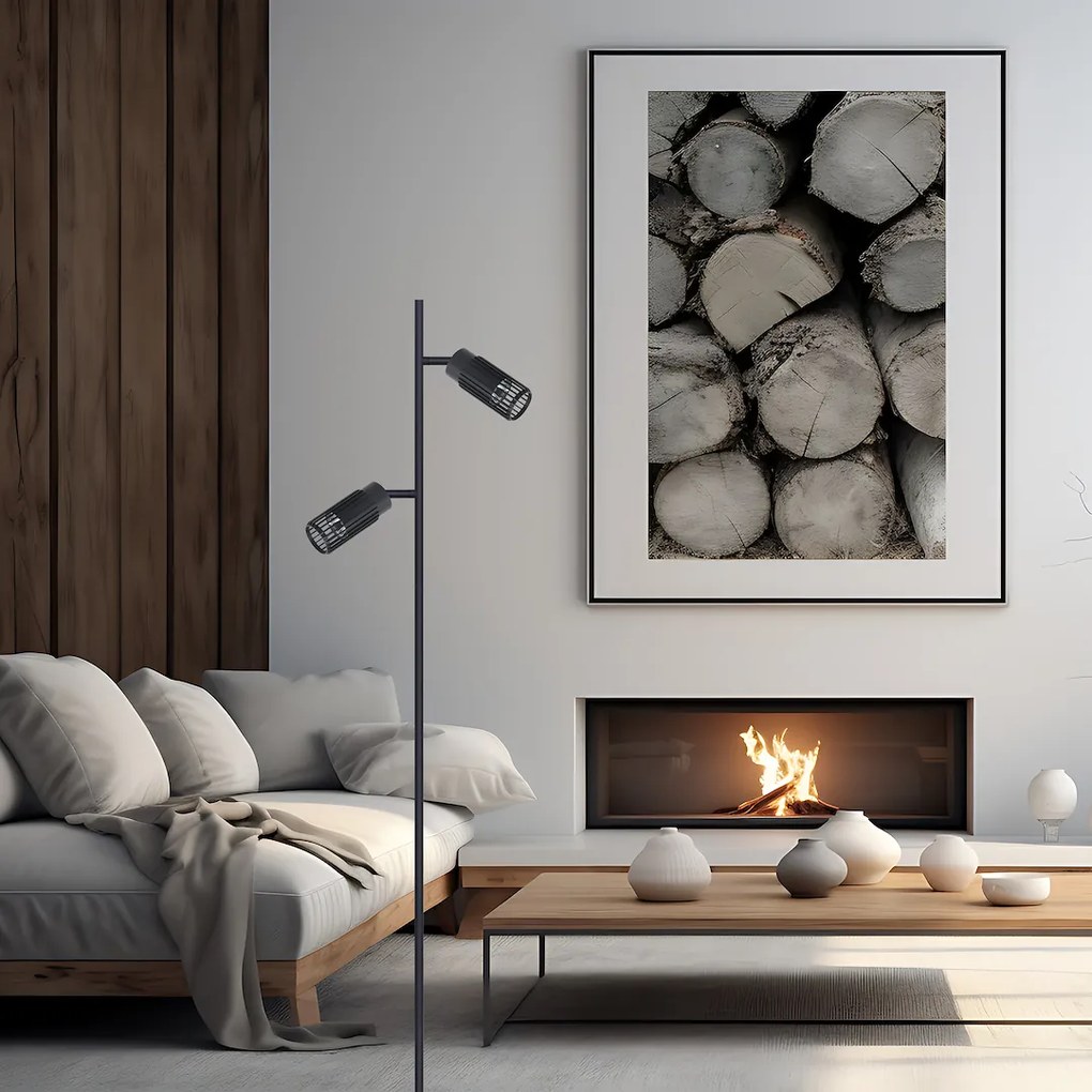Stojacia lampa Vertical, 2x čierne kovové tienidlo, b
