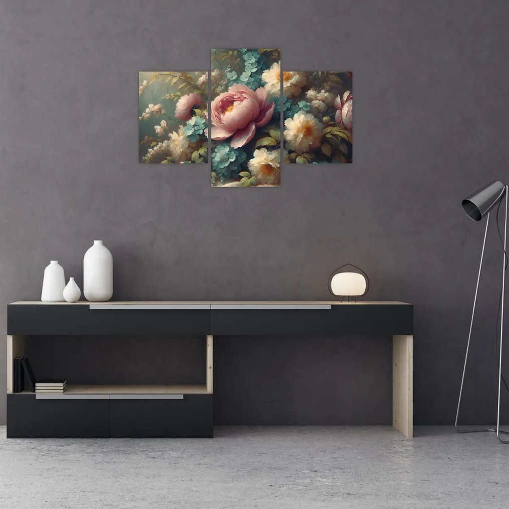 Obraz - Zátišie s kvetmi - maľba (90x60 cm)