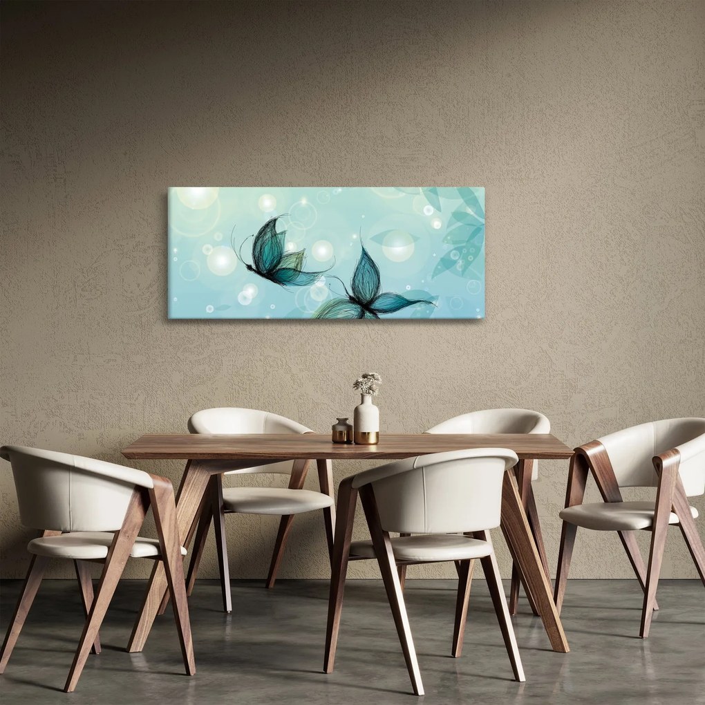Obraz - Modré motýliky (120x50 cm)