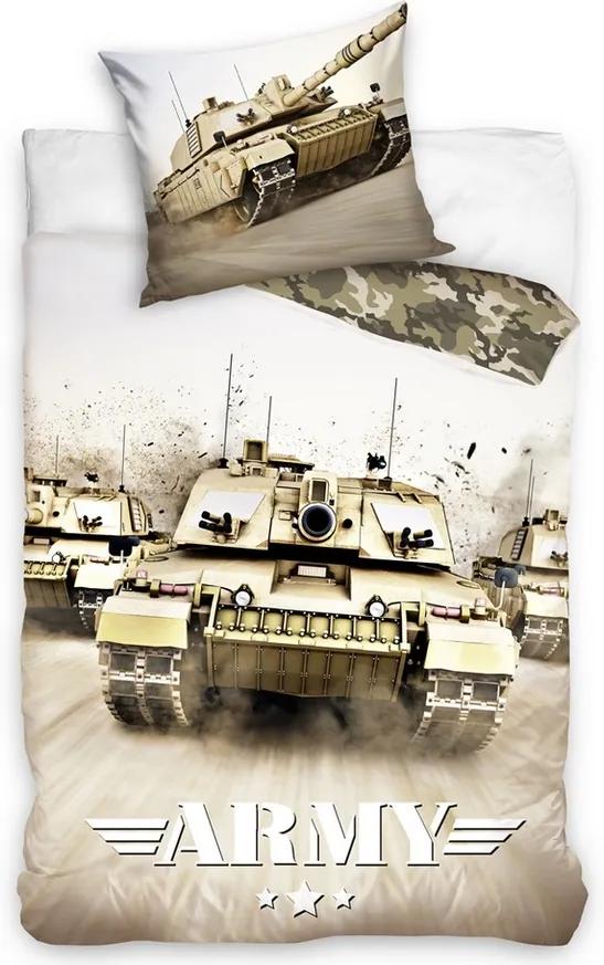 Tiptrade Bavlnené obliečky Tank Army, 140 x 200 cm, 70 x 90 cm