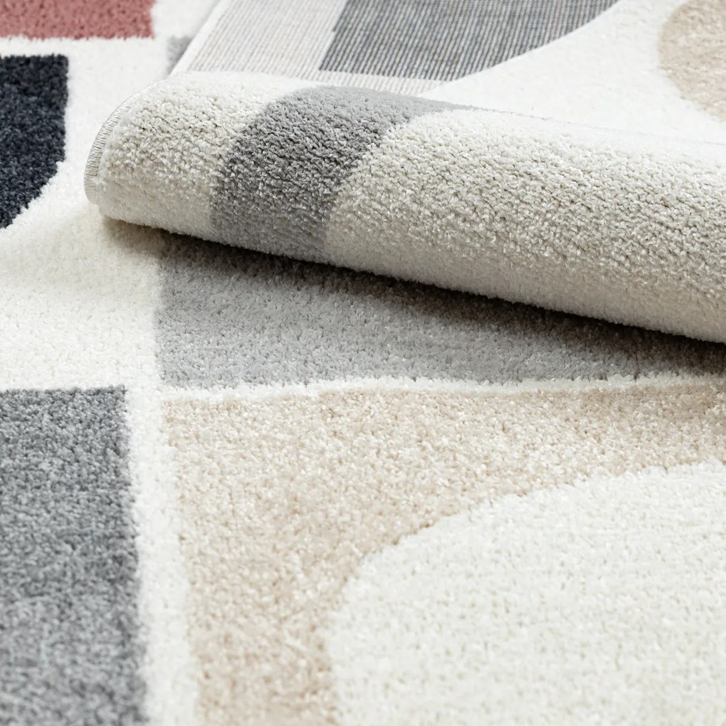 Dywany Łuszczów, Kusový koberec Fusion 0213 white/dark pink, 80x150, viacfarebná, kancelária