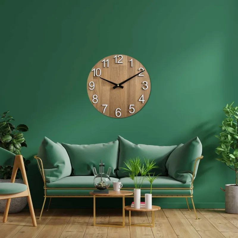 Dubové hodiny na stenu s veľkými číslicami I SENTOP MAS017-natural3041-hands/black