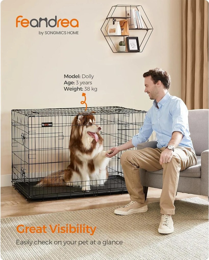 Skladacia prepravka pre psa Feandrea XXL, 2 dvierka, čierna