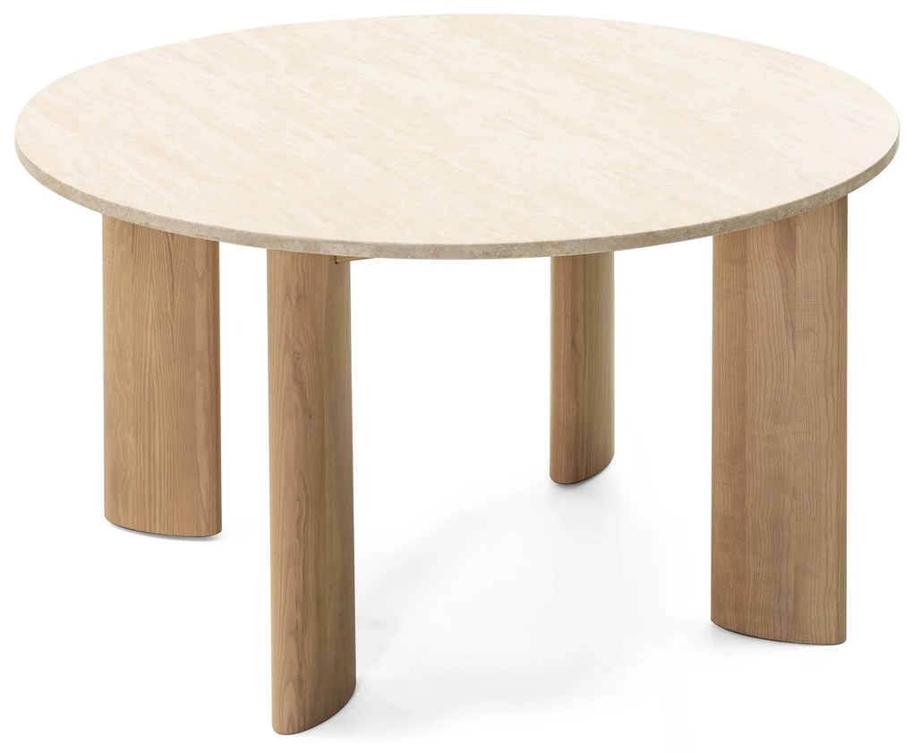 Jídelní stůl Rimley 130 cm z masivu jasan/travertin