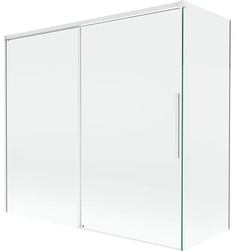 Mexen Rox, 2-krídlová posuvná vaňová zástena 170 + 70 x 150 cm, 8mm číre sklo, biely profil, 8C9-170-070-20-00