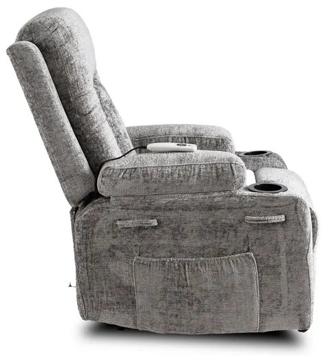 Masážne polohovateľné kreslo ARIEN sivý zamat - vintino.sk