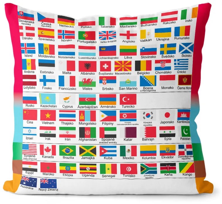 Vankúš  Najdôležitejšie vlajky (Velikost: 40 x 40 cm)
