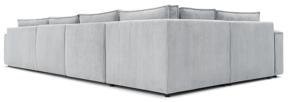 Svetlosivá menčestrová rohová pohovka (ľavý roh) Nihad modular – Bobochic Paris