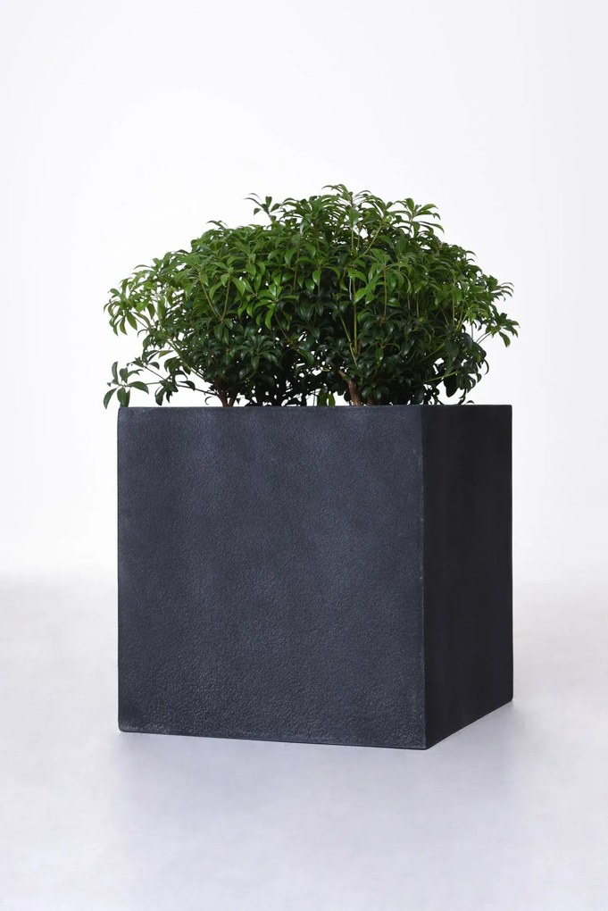 Kvetináč BLOCK, sklolaminát – vzhľad kameňa, 50 x 50 x 50 cm, antracit