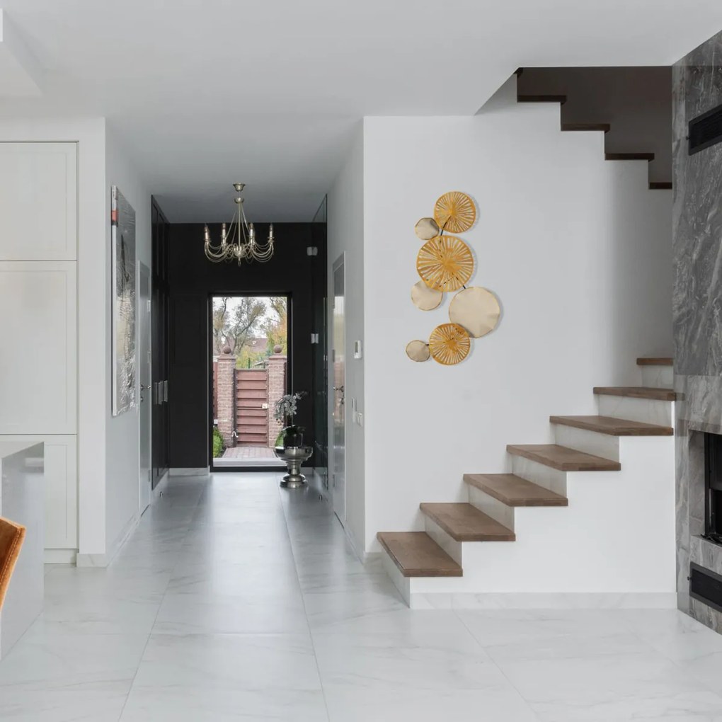 Nástenná kovová dekorácia ASTRID II 130 cm zlatá/šedá