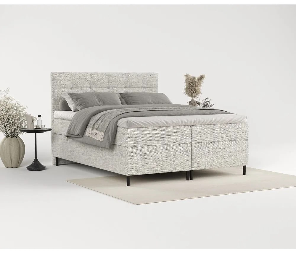 Svetlosivá boxspring posteľ s úložným priestorom 160x200 cm Urbaneo – Maison de Rêve