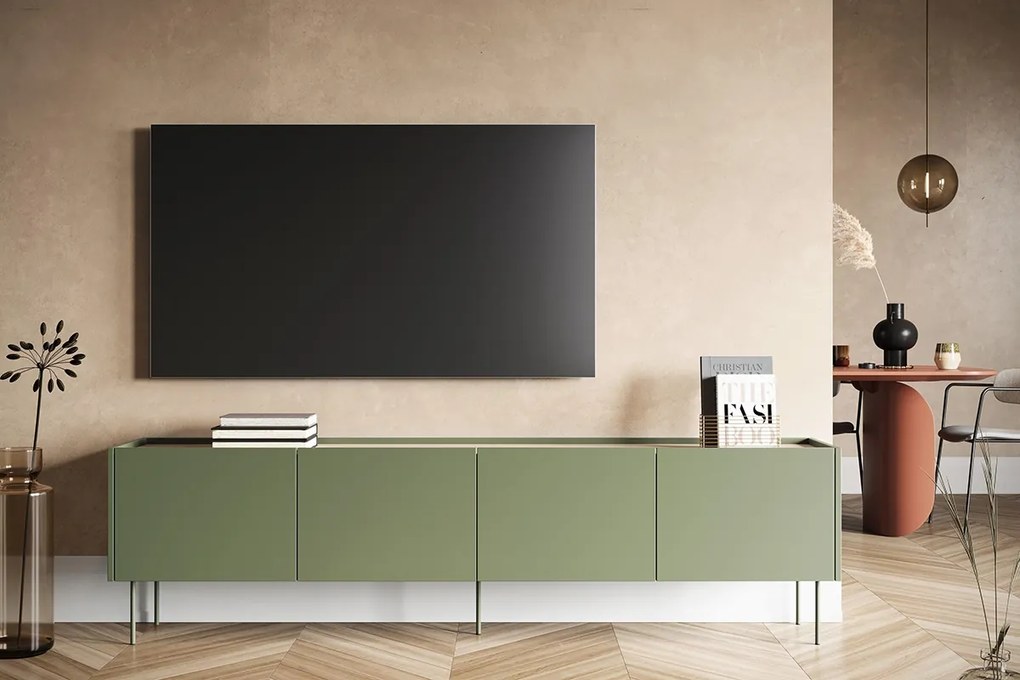 TV skrinka štvordverová s kontajnerom Desin 220 4D1SZ - Oliva / Dub nagano