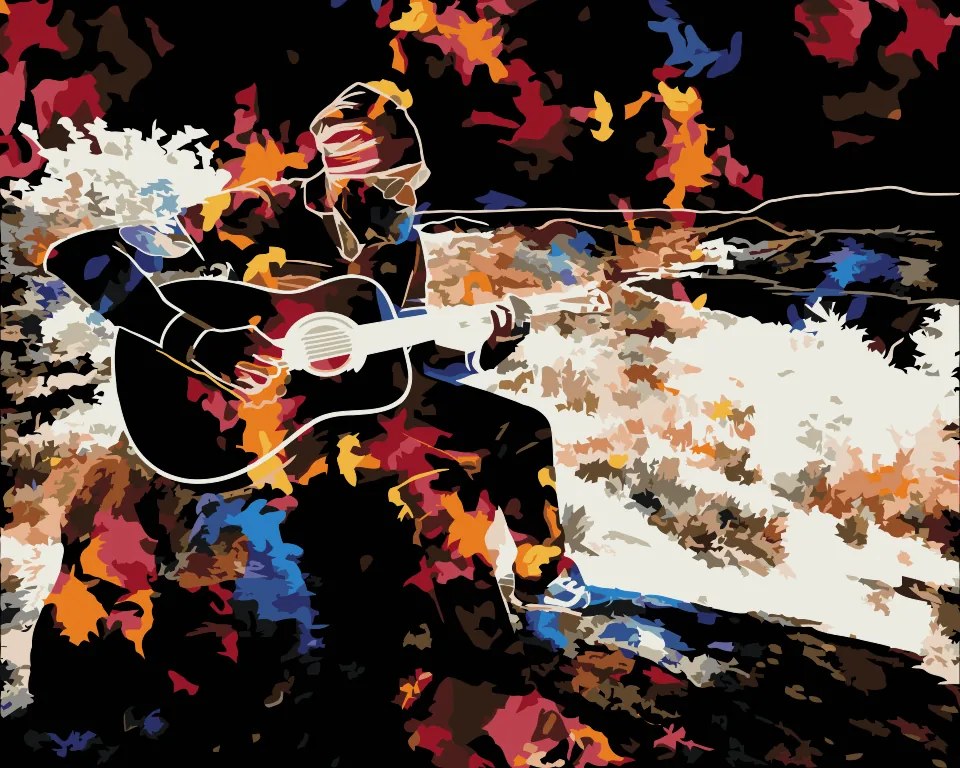 Gario Maľovanie podľa čísel Gitarista Rozmery: 100 x 80 cm, Rámovanie: S vnútorným rámom