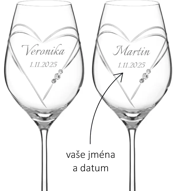 Dekorant Svadobné poháre na biele víno Aphrodite s krystaly Swarovski 360ml 2KS VARIANTA 3