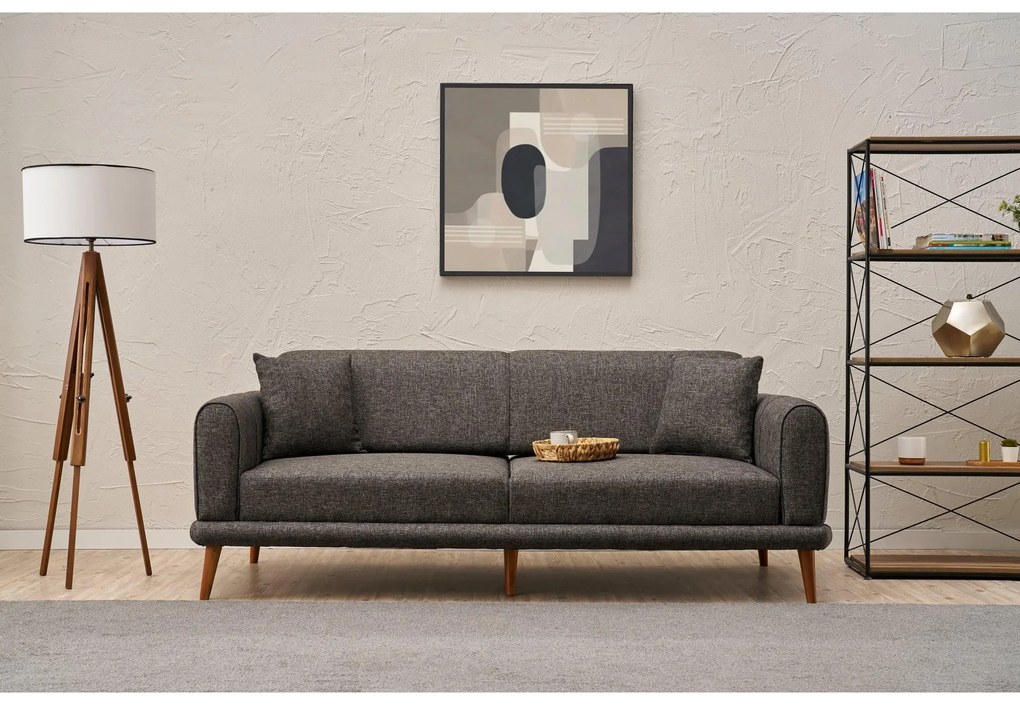 Pohovka trojsedačka Sorenella (antracit + orech). Akcia -18%. Vlastná spoľahlivá doprava až k Vám domov. 1106718