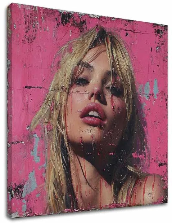 Obraz Blonďavá krása - Ružová barbie | 100% originál domaľovaný akrylom